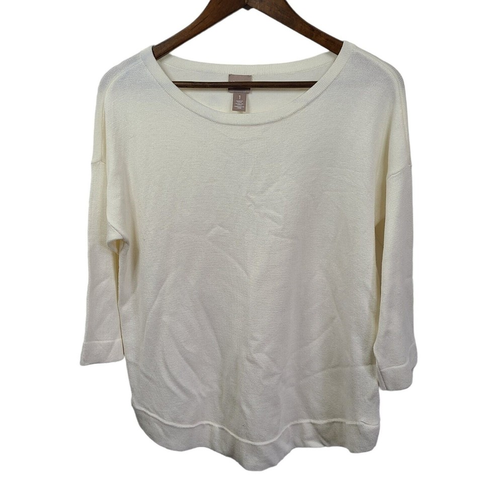 Chicos Cream Lightweight 3/4 Sleeve Sweeter Chicos 1 Us Medium